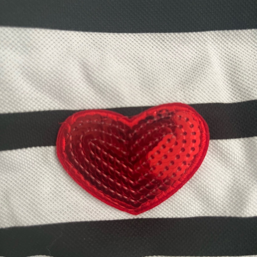 94# Fun Striped Dog Shirt with Heart Patch - Picture 2 of 7
